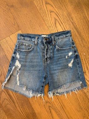 Pistola Denim Shorts in Blue with Gold Stitching